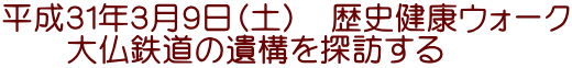 平成３１年３月９日（土）　歴史健康ウォーク 　　大仏鉄道の遺構を探訪する