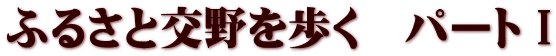 ふるさと交野を歩く　パートⅠ
